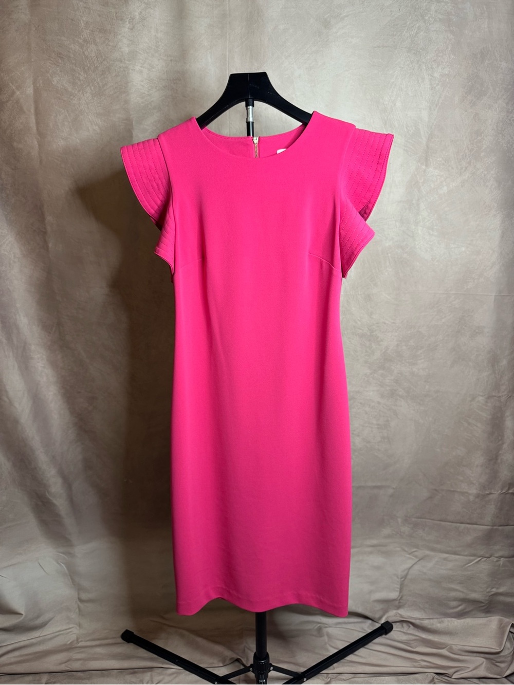 Calvin Klein Hot Pink Tulip Sleeve Scuba Crepe Sheath Dress